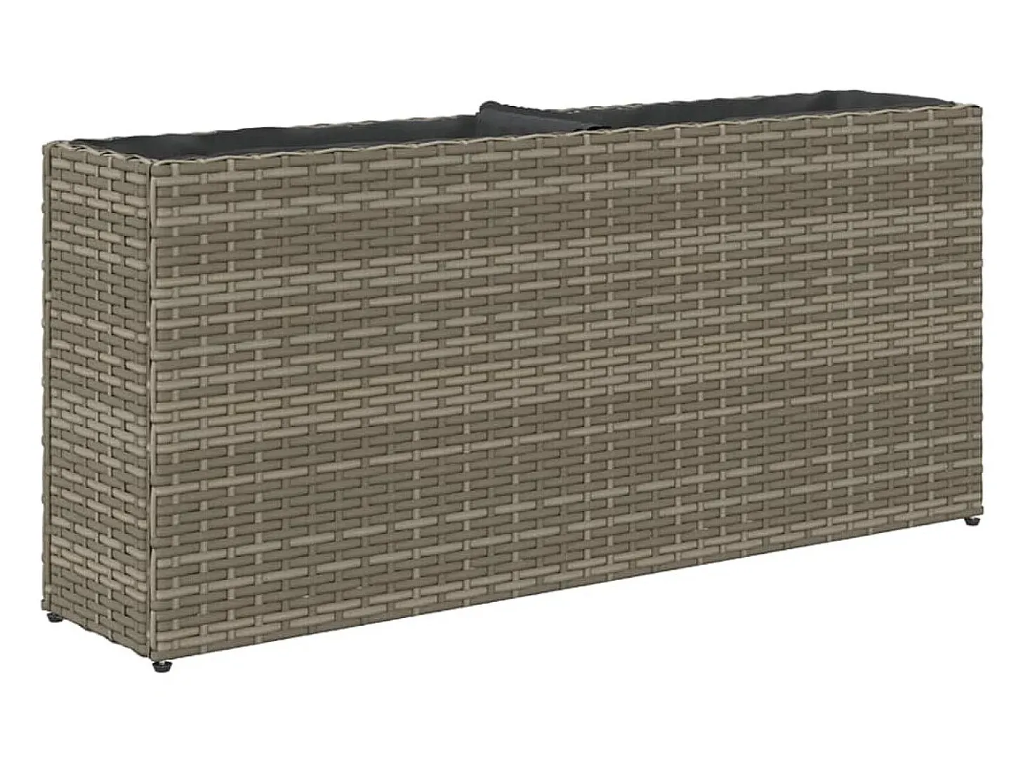 Canteiro elevado para plantas e flores ideal para terraços e jardins com 2 vasos 90 x 20 x 40 cm em resina trançada cinza 02_0038083