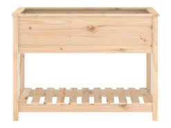 Canteiro elevado para plantas flores pátio jardim com prateleira 111,5 x 54 x 81 cm madeira maciça de pinho marrom 02_0038385