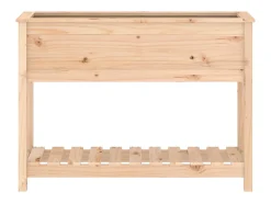 Canteiro elevado para plantas flores pátio jardim com prateleira 111,5 x 34,5 x 81 cm madeira maciça de pinho marrom 02_0038381