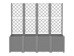 Canteiro elevado para plantas flores e pátios com treliça cinza claro 160 x 40 x 140 cm PP cinza 02_0038350