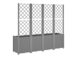 Canteiro elevado para plantas flores e pátios com treliça cinza claro 160 x 40 x 140 cm PP cinza 02_0038350