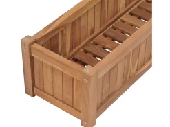 Canteiro elevado para plantas e flores ideal para terraços e jardins 200 x 30 x 25 cm madeira maciça de teca marrom 02_0039222
