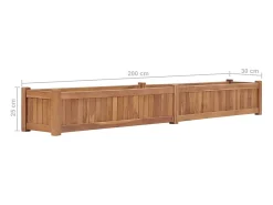 Canteiro elevado para plantas e flores ideal para terraços e jardins 200 x 30 x 25 cm madeira maciça de teca marrom 02_0039222