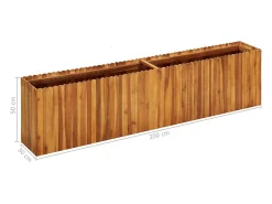 Canteiro elevado para plantas e flores jardim 200 x 30 x 50 cm madeira maciça de acácia 02_0001013