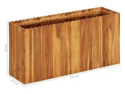 Canteiro elevado para plantas e flores jardim 100 x 30 x 50 cm madeira maciça de acácia 02_0000975