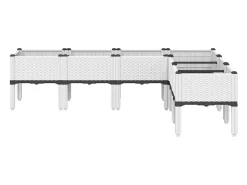 Canteiro elevado para plantas flores terraço jardim com pés 160 x 120 x 42 cm PP branco 02_0038153