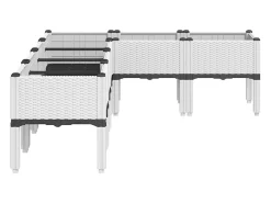 Canteiro elevado para plantas flores terraço jardim com pés 160 x 120 x 42 cm PP branco 02_0038153