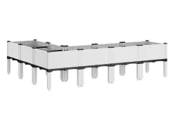 Canteiro elevado para plantas flores terraço jardim com pés 160 x 120 x 42 cm PP branco 02_0038153