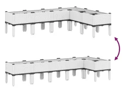 Canteiro elevado para plantas flores terraço jardim com pés 160 x 120 x 42 cm PP branco 02_0038153