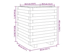 Canteiro elevado para plantas flores pátio jardim 40 x 40 x 49,5 cm madeira de pinho maciça marrom 02_0037566