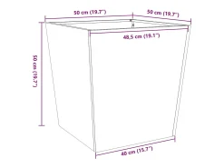 Canteiro elevado para plantas flores terraço jardim 50 x 50 x 50 cm aço galvanizado cinza 02_0037660