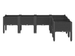 Canteiro elevado para plantas flores pátio jardim com pés 160 x 120 x 42 cm PP preto 02_0038156