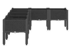 Canteiro elevado para plantas flores pátio jardim com pés 160 x 120 x 42 cm PP preto 02_0038156