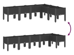 Canteiro elevado para plantas flores pátio jardim com pés 160 x 120 x 42 cm PP preto 02_0038156