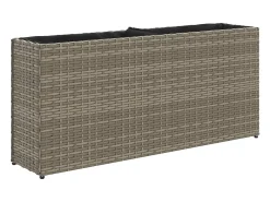 Canteiro elevado para plantas flores jardim terraços com 2 vasos conjunto de 2 90 x 20 x 40 cm resina trançada cinza 02_0038855
