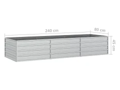 Canteiro elevado para plantas flores pátio jardim 240 x 80 x 45 cm aço galvanizado prata 02_0039413