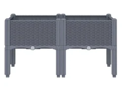 Canteiro elevado para plantas flores pátio jardim com pés 80 x 40 x 42 cm PP cinza 02_0038169