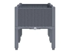 Canteiro elevado para plantas flores pátio jardim com pés 80 x 40 x 42 cm PP cinza 02_0038169