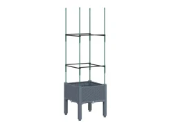 Canteiro elevado para plantas flores e pátios com treliça 40 x 40 x 142,5 cm PP cinza 02_0038295