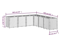 Canteiro elevado para plantas flores terraço jardim 160 x 160 x 53 cm polipropileno marrom 02_0037457