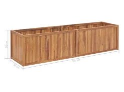 Canteiro elevado para plantas e flores terraço jardim 200 x 50 x 50 cm madeira maciça de teca marrom 02_0039398