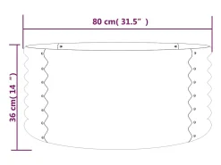 Canteiro elevado para plantas e flores terraço jardim aço revestido a pó 80 x 80 x 36 cm Prata 02_0038578
