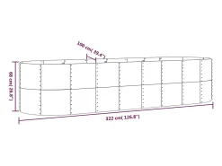 Canteiro elevado para plantas e flores adequado para pátios e jardins aço revestido a pó 322 x 100 x 68 cm verde 02_0039631