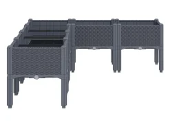 Canteiro elevado para plantas e flores ideal para terraços e jardins com pés 160 x 120 x 42 cm PP cinza 02_0038154