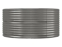 Canteiro elevado para plantas e flores terraço jardim 212 x 140 x 68 cm aço revestido a pó cinza 02_0039408