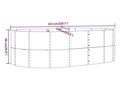 Canteiro elevado para plantas e flores terraço jardim 212 x 140 x 68 cm aço revestido a pó cinza 02_0039408