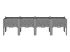 Canteiro elevado para plantas e flores ideal para terraços e jardins com pés cor clara 160 x 40 x 42 cm PP cinza 02_0038174