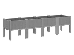 Canteiro elevado para plantas e flores ideal para terraços e jardins com pés cor clara 160 x 40 x 42 cm PP cinza 02_0038174