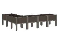 Canteiro elevado para plantas flores pátio jardim com pés 160 x 120 x 42 cm PP marrom 02_0038155