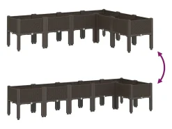Canteiro elevado para plantas flores pátio jardim com pés 160 x 120 x 42 cm PP marrom 02_0038155