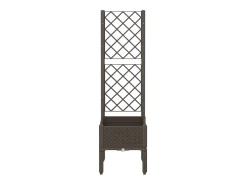 Canteiro elevado para plantas flores terraço jardim com treliça 40 x 40 x 142 cm PP marrom 02_0038292
