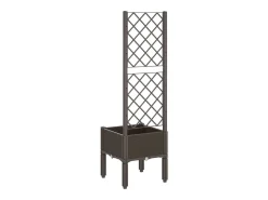 Canteiro elevado para plantas flores terraço jardim com treliça 40 x 40 x 142 cm PP marrom 02_0038292