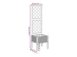 Canteiro elevado para plantas flores terraço jardim com treliça 40 x 40 x 142 cm PP marrom 02_0038292