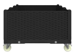 Canteiro elevado para plantas e flores ideal para pátio e jardim com rodas 150 x 80 x 54 cm PP preto 02_0038834