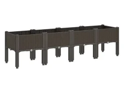 Canteiro elevado para plantas flores pátio jardim com pés 160 x 40 x 42 cm PP marrom 02_0038159