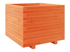 Canteiro elevado para plantas e flores ideal para terraços e jardins com acabamento em cera 60 x 60 x 49,5 cm madeira maciça de pinho marrom 02_0038474