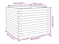 Canteiro elevado para plantas e flores ideal para terraços e jardins com acabamento em cera 60 x 60 x 49,5 cm madeira maciça de pinho marrom 02_0038474