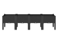 Canteiro elevado para plantas e flores ideal para pátio e jardim com pés 160 x 40 x 42 cm PP preto 02_0038160