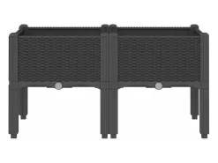 Canteiro elevado para plantas flores pátio jardim com pés 80 x 40 x 42 cm PP preto 02_0038171