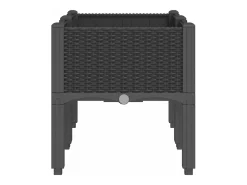Canteiro elevado para plantas flores pátio jardim com pés 80 x 40 x 42 cm PP preto 02_0038171