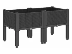 Canteiro elevado para plantas flores pátio jardim com pés 80 x 40 x 42 cm PP preto 02_0038171