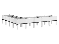 Canteiro elevado para plantas flores pátio jardim com pés 200 x 160 x 42 cm PP branco 02_0038161