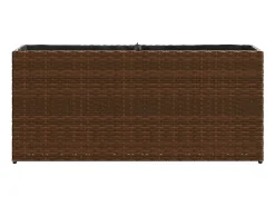 Canteiro elevado para plantas e flores ideal para terraços e jardins com 2 vasos 90 x 20 x 40 cm em resina trançada marrom 02_0038084