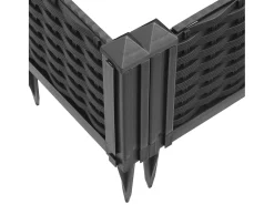 Canteiro elevado para plantas flores pátio jardim com estacas 362,5 x 42,5 x 28,5 cm PP preto 02_0038192