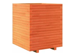 Canteiro elevado para plantas e flores ideal para terraços e jardins com acabamento em cera 60 x 60 x 72 cm madeira maciça de pinho marrom 02_0038477