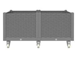 Canteiro elevado para plantas e flores ideal para terraços e jardins com rodas cor clara 100 x 80 x 54 cm PP cinza 02_0038843